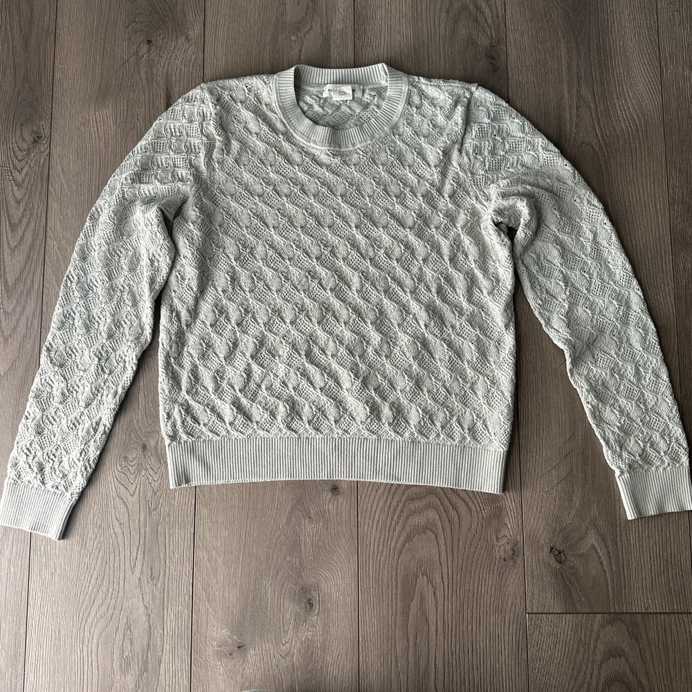 Club monaco Pointelle Stitch Crew Sweater Color: Metal Size Medium - Picture 3 of 10